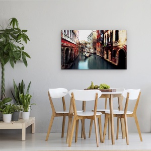 Tablou canvas - Gondolierul, Venetia, Rosu, Italia, Arhitectura, Gondolier, 50 x 80 cm - Img 4