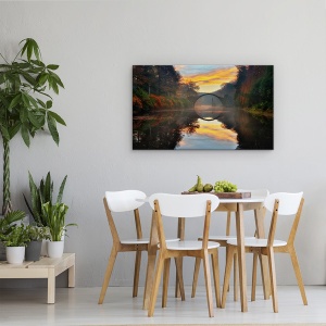 Tablou Canvas - Gradina De Toamna, Copaci, Apa, Pod, Calatorie, Turism, 50 x 80 cm - Img 4