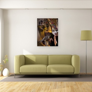 Tablou canvas - Hranire, Masca, sapca, Pasare, soim, Fata, Cusca, 60 x 80 cm - Img 2