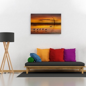 Tablou canvas - In Asteptarea Ta, Lac, Macara, Pasare, 60 x 90 cm - Img 2