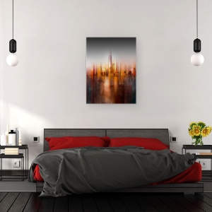 Tablou canvas - In Spatele Ferestrei, Abstract, Culori, Rosu, New York, Aur, 50 x 70 cm - Img 3