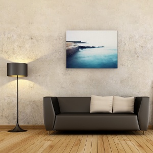 Tablou canvas - Inceputul Sfarsitului, Mare, Barbat, Stanca, Curba, Flux, Albastru, 50 x 70 cm - Img 2