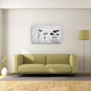 Tablou canvas - Inec, Peisaj Marin, Copac, Alb-Negru, Apa, 50 x 80 cm - Img 2
