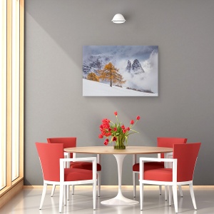 Tablou canvas - Intre Anotimpuri, Copaci, Peisaj, Ceata, Calatorie, Toamna, 40 x 60 cm - Img 4
