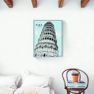 Tablou decorativ canvas Italia Pisa în nuanțe de albastru 60x75 cm