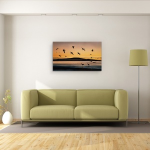 Tablou Canvas - Lac, Apus De Soare, Zbor, Mexico, Sua, Pasare, 50 x 80 cm - Img 2