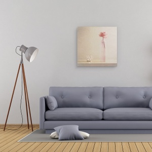 Tablou canvas - Lasa Lumina Aprinsa, Roz, Romantism, Natura Moarta, Floare, 60 x 60 cm - Img 2