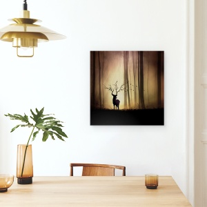 Tablou canvas - Legendele Toamnei, Padure, Toamna, Animal, Umbra, Silueta, 90 x 90 cm - Img 4