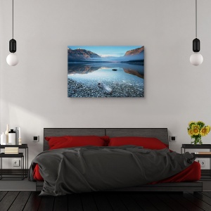 Tablou canvas - Linistea lui Bohinj, Peisaj, Apa, Reflectie, Pietricele, 80 x 120 cm - Img 3