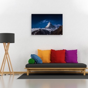 Tablou canvas - Luna Plina la Matterhorn, Matterhorn, Munte, Noapte, Nori, Joaca, Elvetia, 40 x 60 cm - Img 2