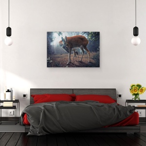 Tablou canvas - Mama Si Puiul, Ireal, Caprioara, Animal, Dragut, 40 x 60 cm - Img 3