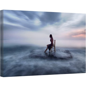 Tablou canvas - Maree, Maree, Femeie, Scaun, Stanca, Mare, Apa, 80 x 120 cm