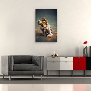 Tablou canvas - Maria Si Milena, Fericit, Caine, Pet, Fata, Portret, 40 x 60 cm - Img 2