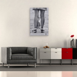 Tablou canvas - Mica Rugaciune, Pisica, Alb-Negru, Arunca O Privire, Umor, 40 x 60 cm - Img 2