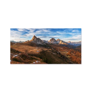 Tablou Canvas - Munti, Padure, Copaci, Arbore, Drumete, Zapada, Nori, Peisaj, Natura, Toamna, 50 x 100 cm