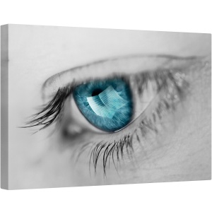 Tablou canvas - Muzica in Ochii Ei, Ochi, Muzica, Reflectie, Albastru, Macro, Turcoaz, 40 x 60 cm