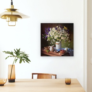 Tablou Canvas - Natura Moarta, Bloom, Vaza, Borcan, Ulcior, 60 x 60 cm - Img 4