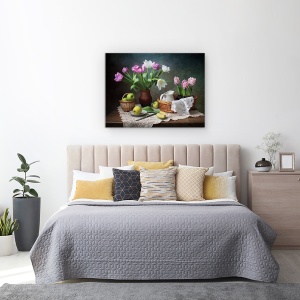 Tablou Canvas - Natura Moarta Colorata 5, Mere, Floare, Cos, 60 x 80 cm - Img 3