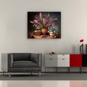 Tablou Canvas - Natura Moarta Cu Un Buchet De Lupin, 60 x 75 cm - Img 2