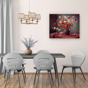 Tablou Canvas - Natura Moarta Cu Un Buchet De Maci Si Musetel, 40 x 50 cm - Img 4
