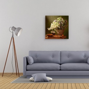 Tablou Canvas - Natura Moarta Cu Un Cos De Flori Salbatice, 90 x 90 cm - Img 2