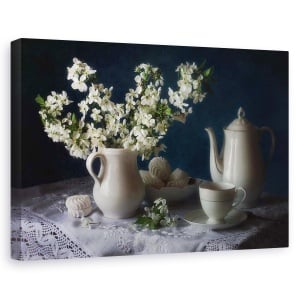Tablou canvas - Natura Moarta, Natura moarta, Farfurie, Prajituri, Biscuiti, 80 x 120 cm