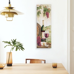 Tablou canvas - Natura Moarta, Vin, Struguri, Barila, Peisaj, Natura, Pictura, 30 x 90 cm - Img 4