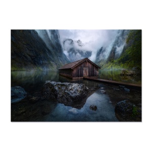 Tablou Canvas - Natura, Peisaj, Casa, Munte, Ceata 60 x 80 cm