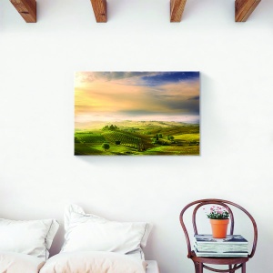 Tablou decorativ primăvară pe canvas cu peisaj de dealuri
