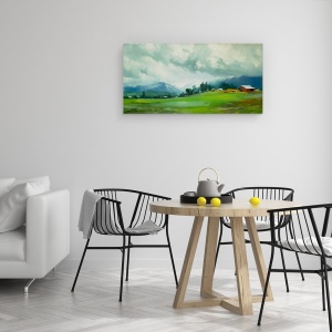 Tablou canvas - Natura, Peisaj, Munti, Litoral Verde, Nori, Pictura, 50 x 100 cm - Img 4