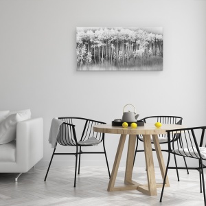 Tablou canvas - Natura, Peisaj, Padure, Alb-Negru, Pictura, 50 x 100 cm - Img 4