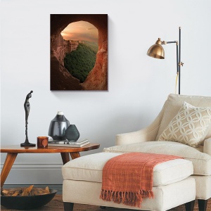 Tablou decorativ natură peisaj peșteră și munte, canvas 60 x 80 cm