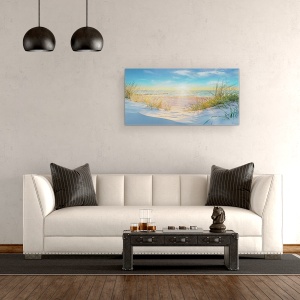 Tablou canvas - Natura, Peisaj, Plaja, Apus De Soare, Plante, 50 x 100 cm - Img 2