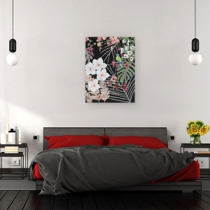 Tablou canvas - Natura, Plante, Frunze, Flori, Animal, Pasare, Pictura, 60 x 80 cm - Img 3