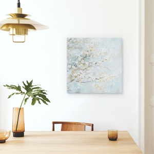 Tablou canvas - Natura, Ramura Copacilor, Flori, Alb, Pictura, 60 x 60 cm - Img 4