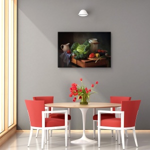 Tablou canvas - Natura statica, Natura moarta, Lumina, Masa, Fructe, 80 x 120 cm - Img 4