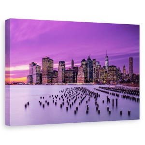 Tablou canvas - New York Apus De Soare Violet, Noapte, Arhitectura, Peisaj Urban, Cer, 40 x 60 cm