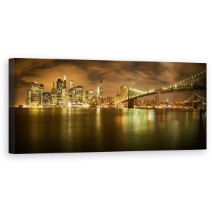 Tablou canvas - New York Skyline, Cer, Panorama, Oras, Noapte, Peisaj Urban, 30 x 90 cm
