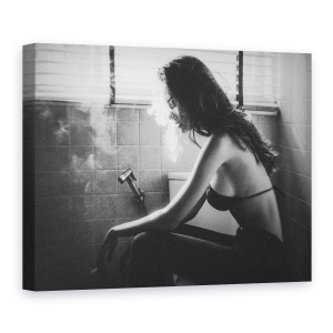 Tablou canvas - Nr. 53, Femeie, Lumina, Fum, Alb-Negru, Fumator, 60 x 80 cm