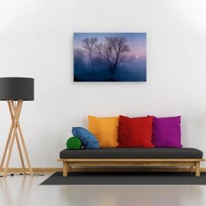 Tablou canvas - O Alta Zi Noua, Iaz, Apa, Dimineata, Copac, Luna, 60 x 90 cm - Img 2