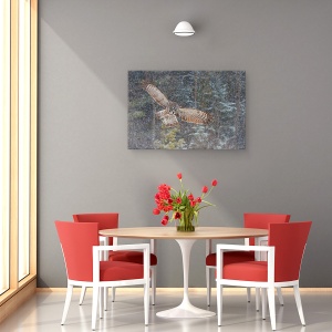 Tablou canvas - O Bufnita Mare In Ninsoare, Iarna, Rece, Canada, Pene, 40 x 60 cm - Img 4