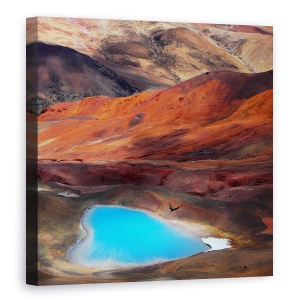 Tablou canvas - O Inima Albastra, Munti, Mare, Platou, Rosu, 60 x 60 cm