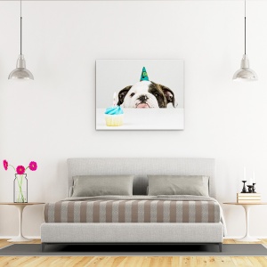 Tablou canvas - O Mica Aniversare, Caine, Bulldog, Engleza, Zi De Nastere, 60 x 75 cm - Img 3