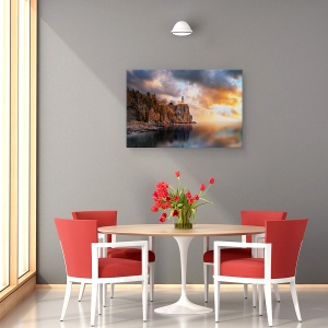 Tablou canvas - O Zi Innorata La Farul Split Rock, Stanca, Apus De Soare, Nori, 60 x 90 cm - Img 4