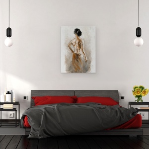 Tablou canvas - Oameni, Femeie, Baie, Pictura, 50 x 70 cm - Img 3