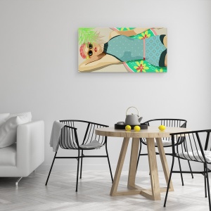 Tablou canvas - Oameni, Femeie, Vara, Plaja, La Soare, 50 x 100 cm - Img 4