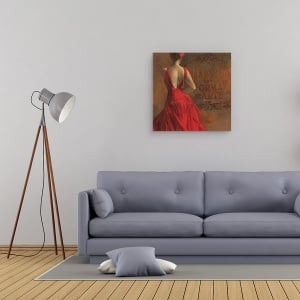 Tablou canvas - Oameni, Oameni, Dansator, Rochie Rosie, Pictura, 90 x 90 cm - Img 2