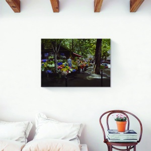 Tablou canvas decorativ cu piața florilor într-un oraș, dimensiuni 80x120 cm