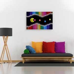 Tablou canvas - Packman, Pacman, Creioane, Curcubeu, Colorat, Culori, 40 x 60 cm - Img 2
