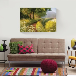 Tablou canvas pădure cu raze de soare
